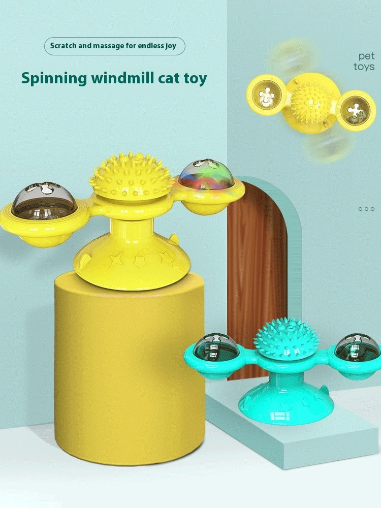 Cat Entertainment Set- Rotating Disk, Feather Teasers, Tumbler, Windmill Toy