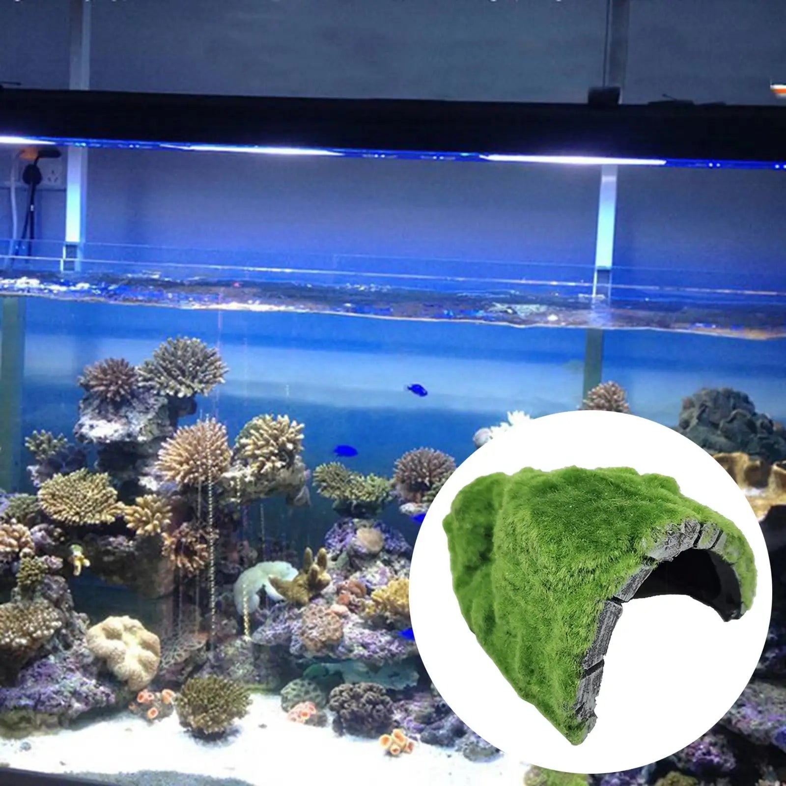 Simulate Moss Rock Stone For Aquariums and Reptile Hiding Spot