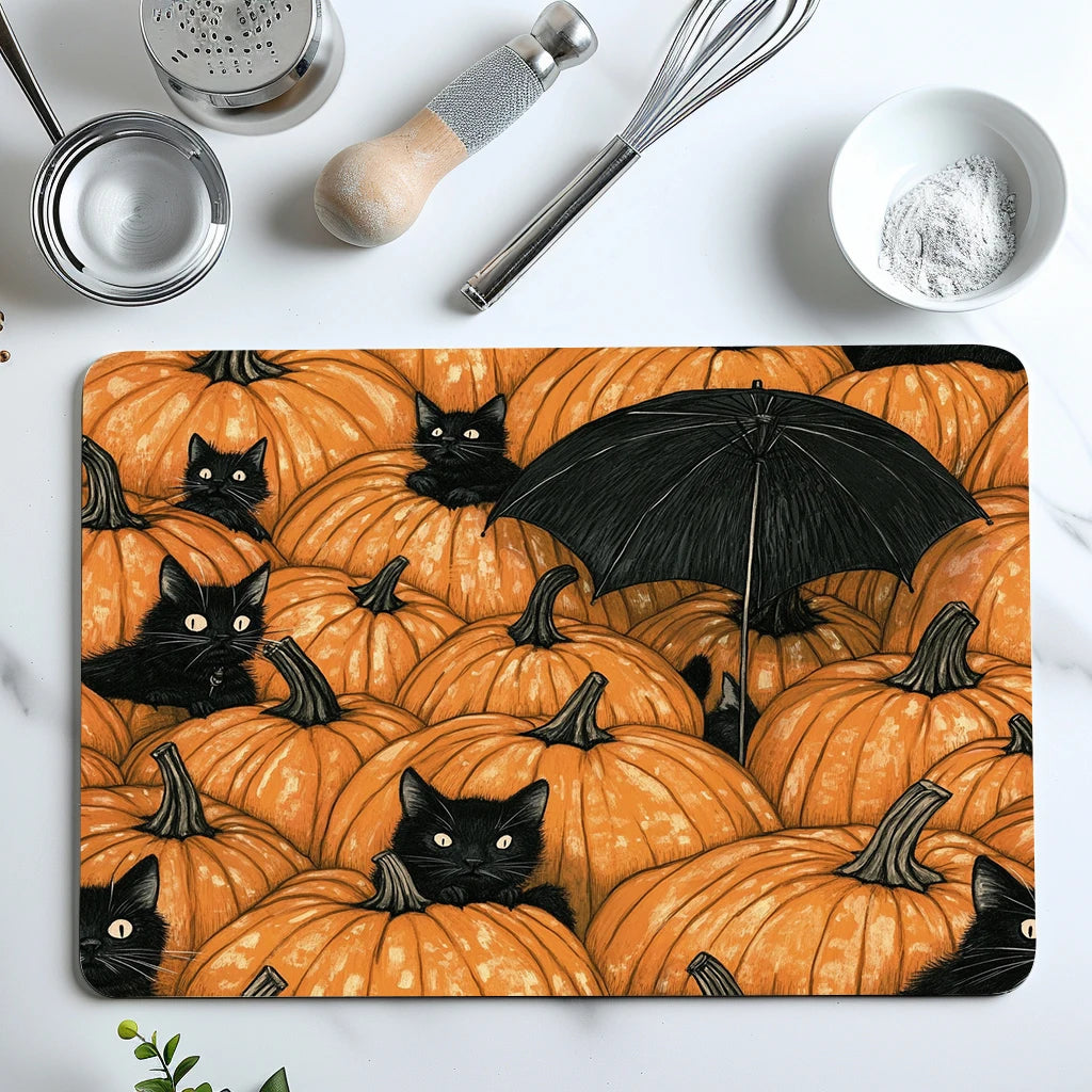 Absorbent Tableware Dish Drying Mats, Pumpkin Cat