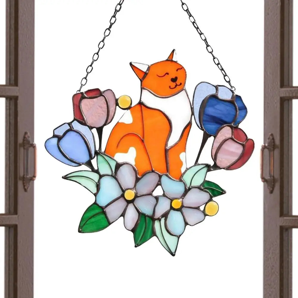 Hanging Cat On Flowers For Patio Decor