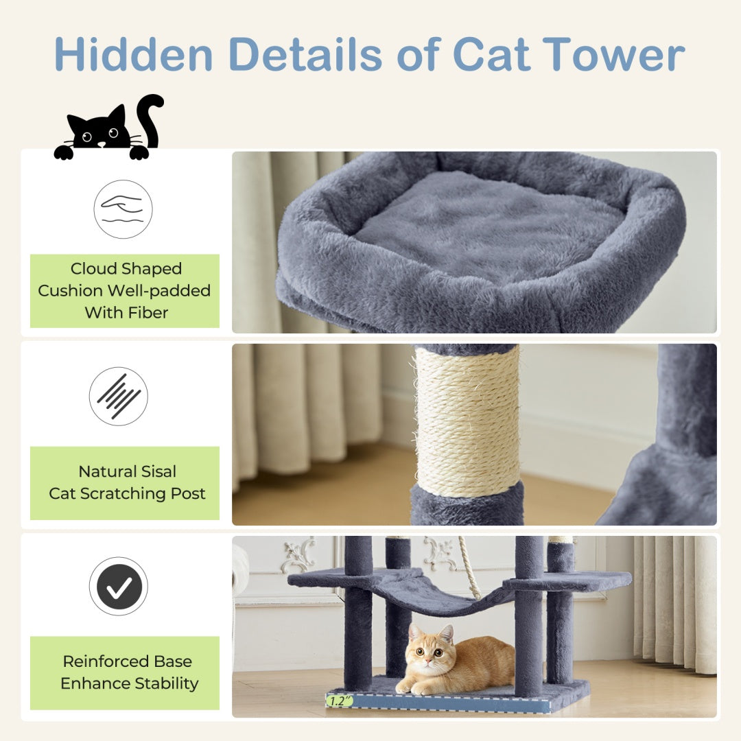 66 Inch Cat Tree Climbing Platform, Hammock