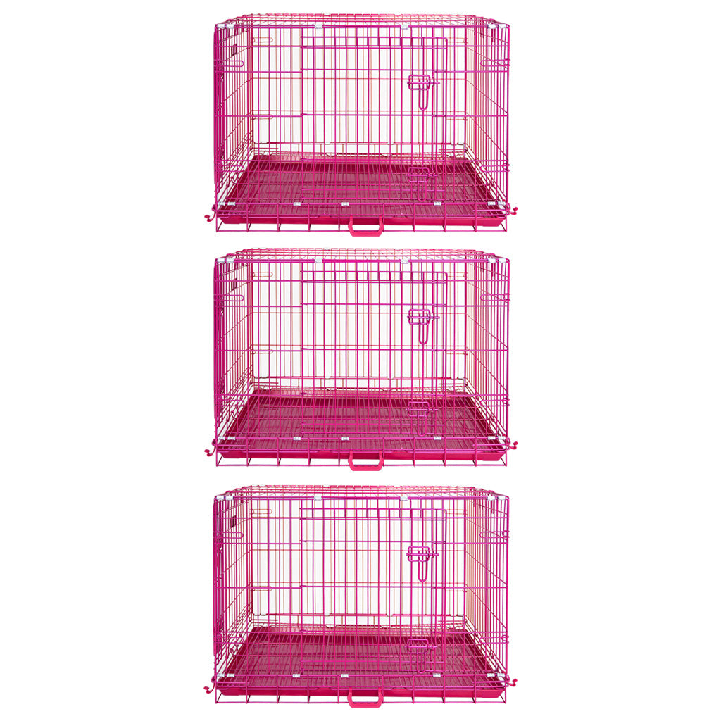 24-42" Collapsible Pink Dog Crate RED24-42