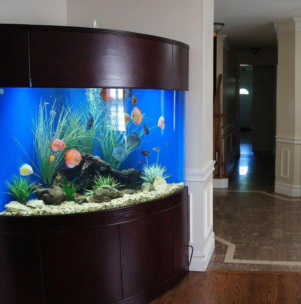 440 Gallon Glass Corner Reef-Ready Aquarium in Rose Cherry Real Wood Furniture