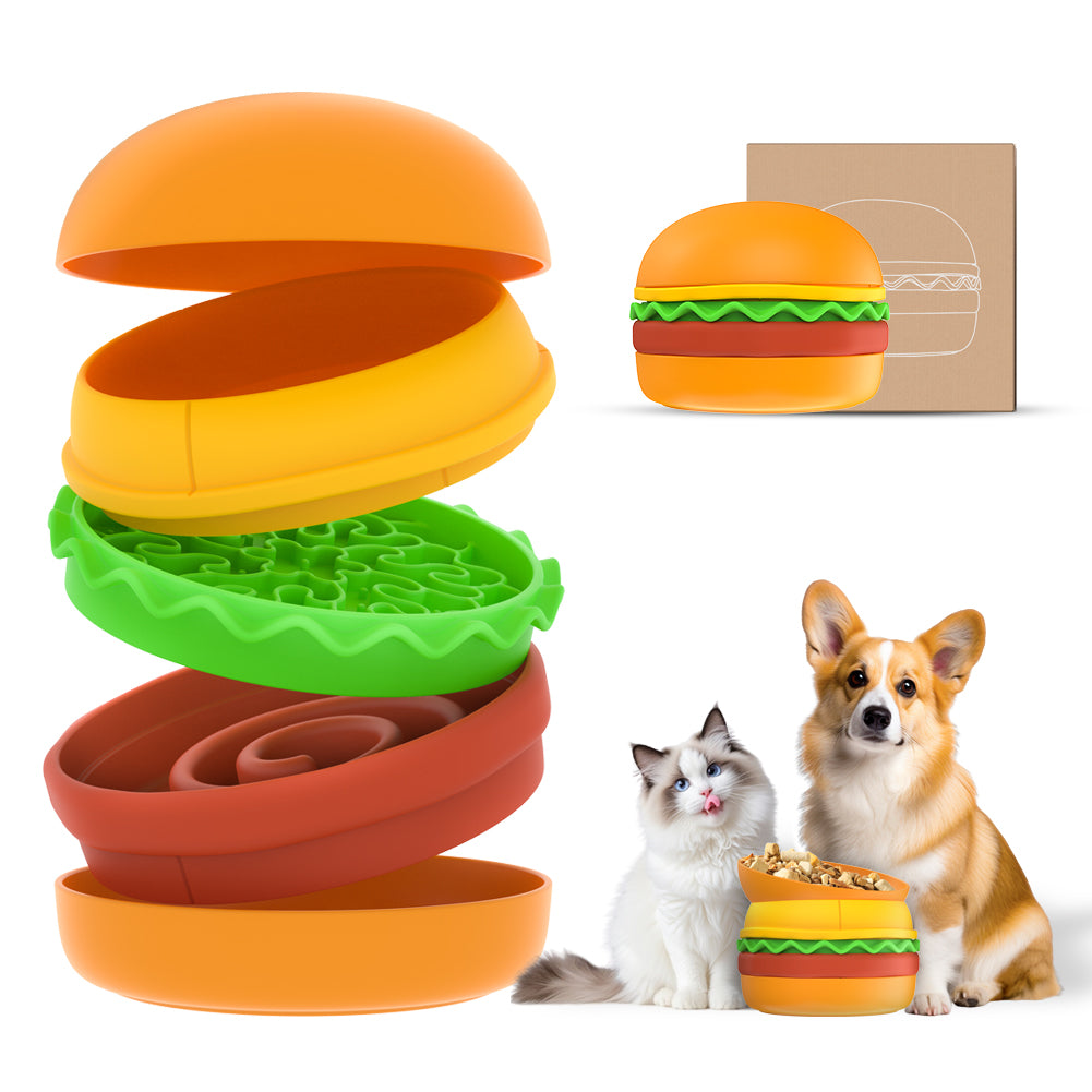 Hamburger Pet Bowl with Lick Mat