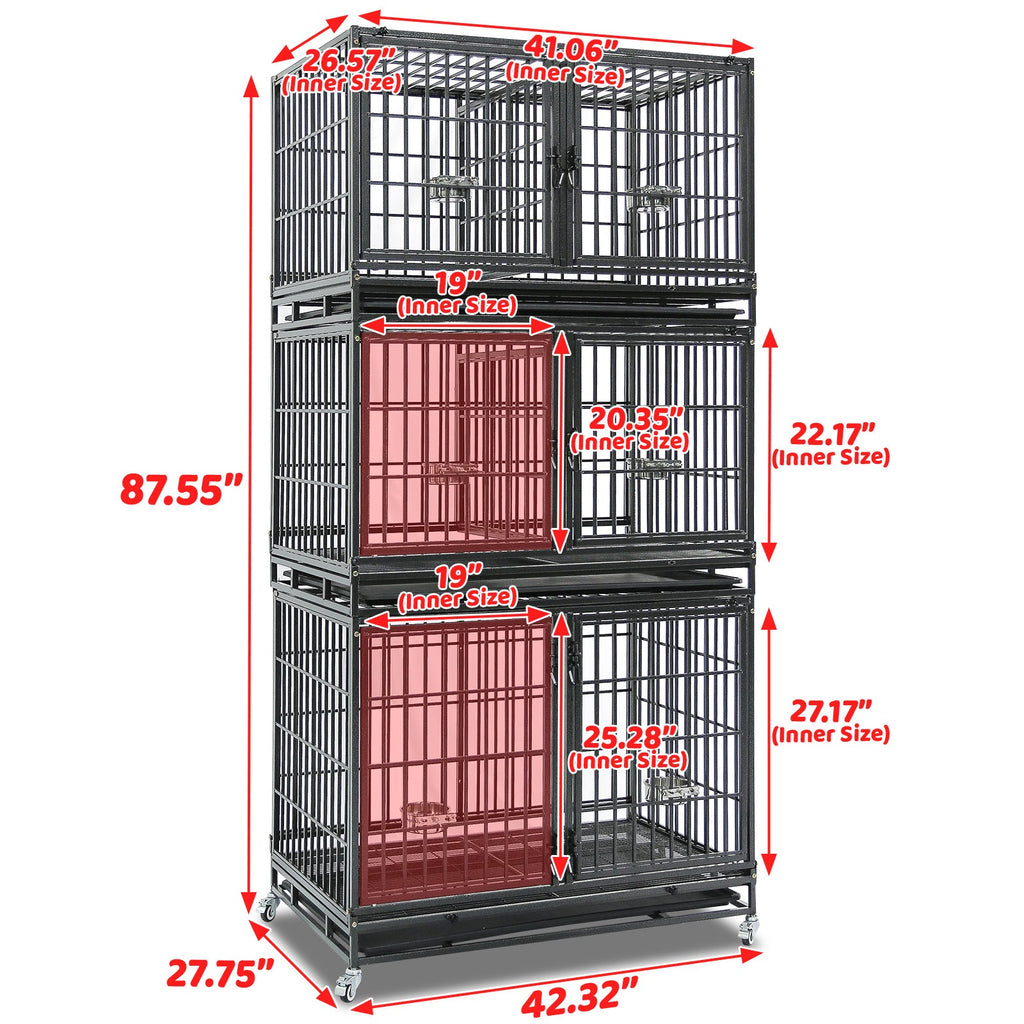 43" Three-Tier Foldable Dog Crate 43TTS