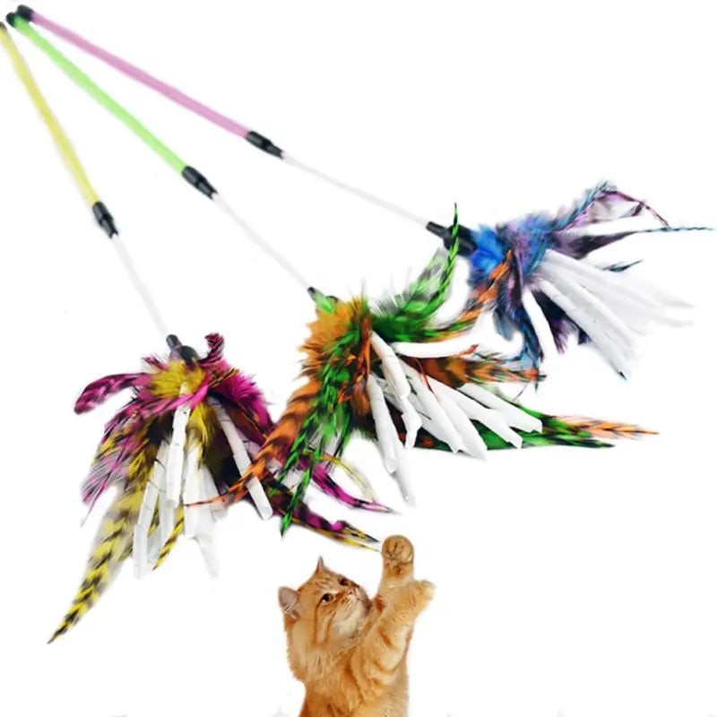 Cat Wand Toy Feather Teaser Stick