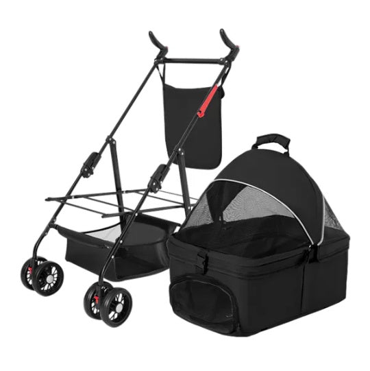 4 Wheels Pet Stroller Foldable Carrier with Removable Liner