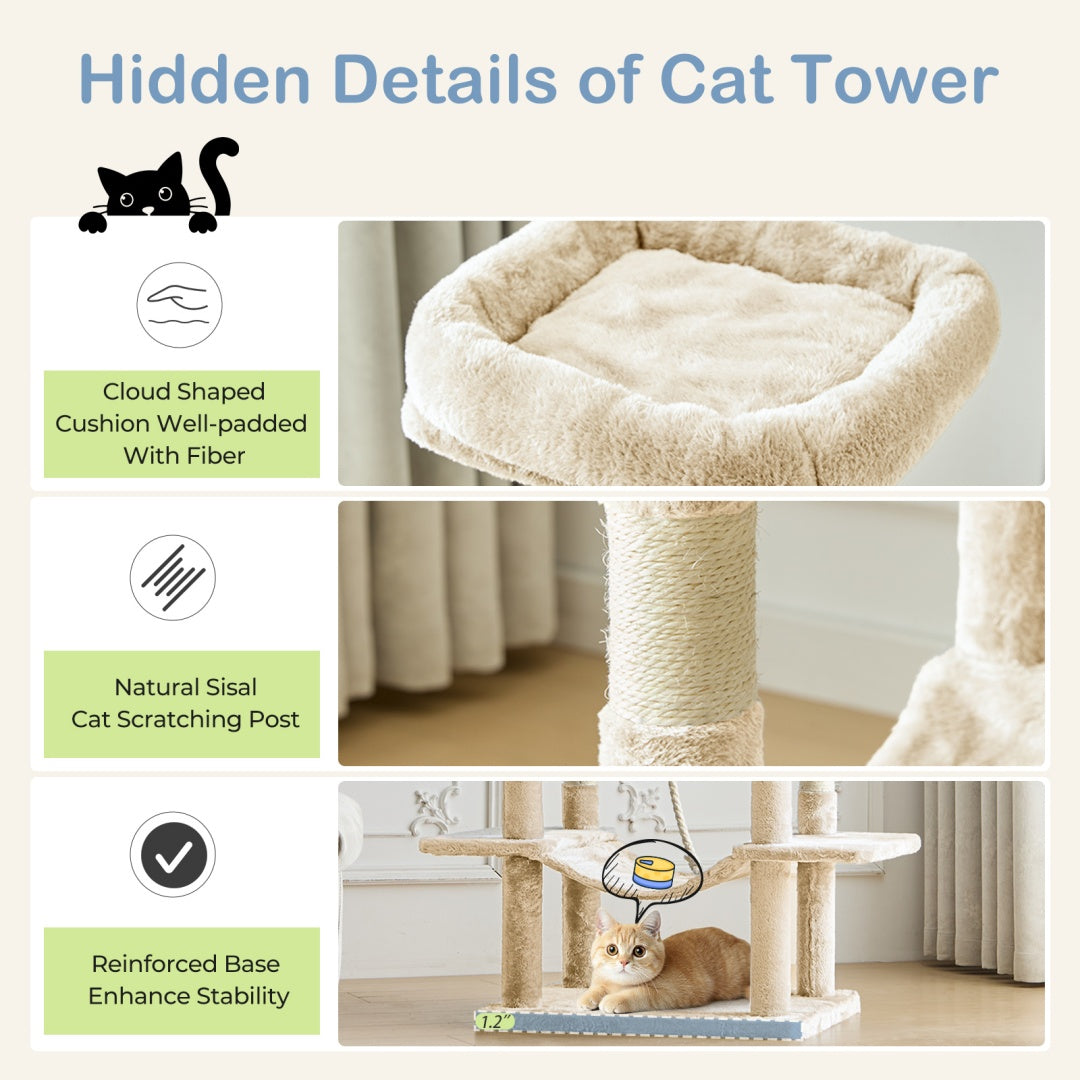 66 Inch Cat Tree Climbing Platform, Hammock
