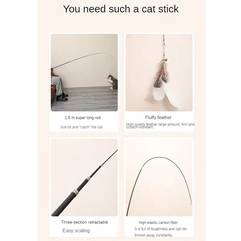 Telescopic Cat Stick Feather Cat Toy