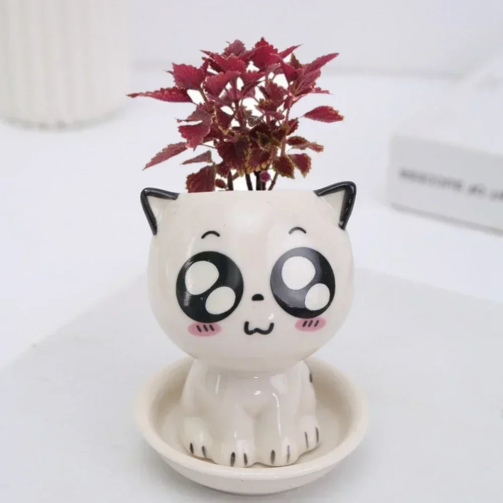 Ceramic Cat Shaped Cartoon Plant Pot