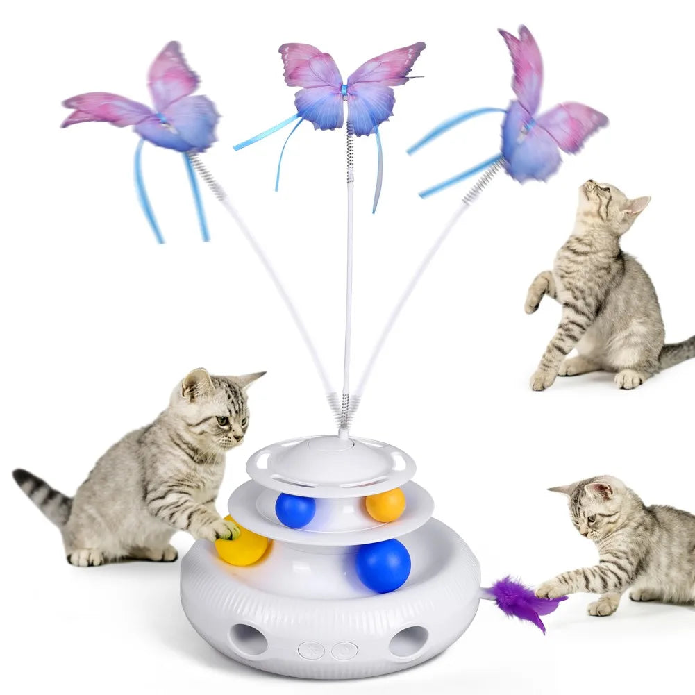 Interactive Cat Toys Automatic Butterfly Rotating Teaser