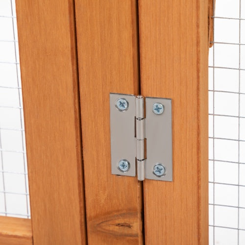 Folding Rabbit Cage, Outdoor Chicken Coop With Running, Wooden Poultry House Play Enclosure, Orange