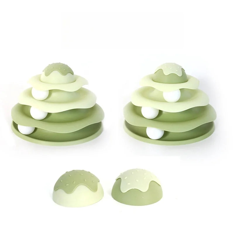 Cat Toy Tower Turntable Roller Balls 4 Levels