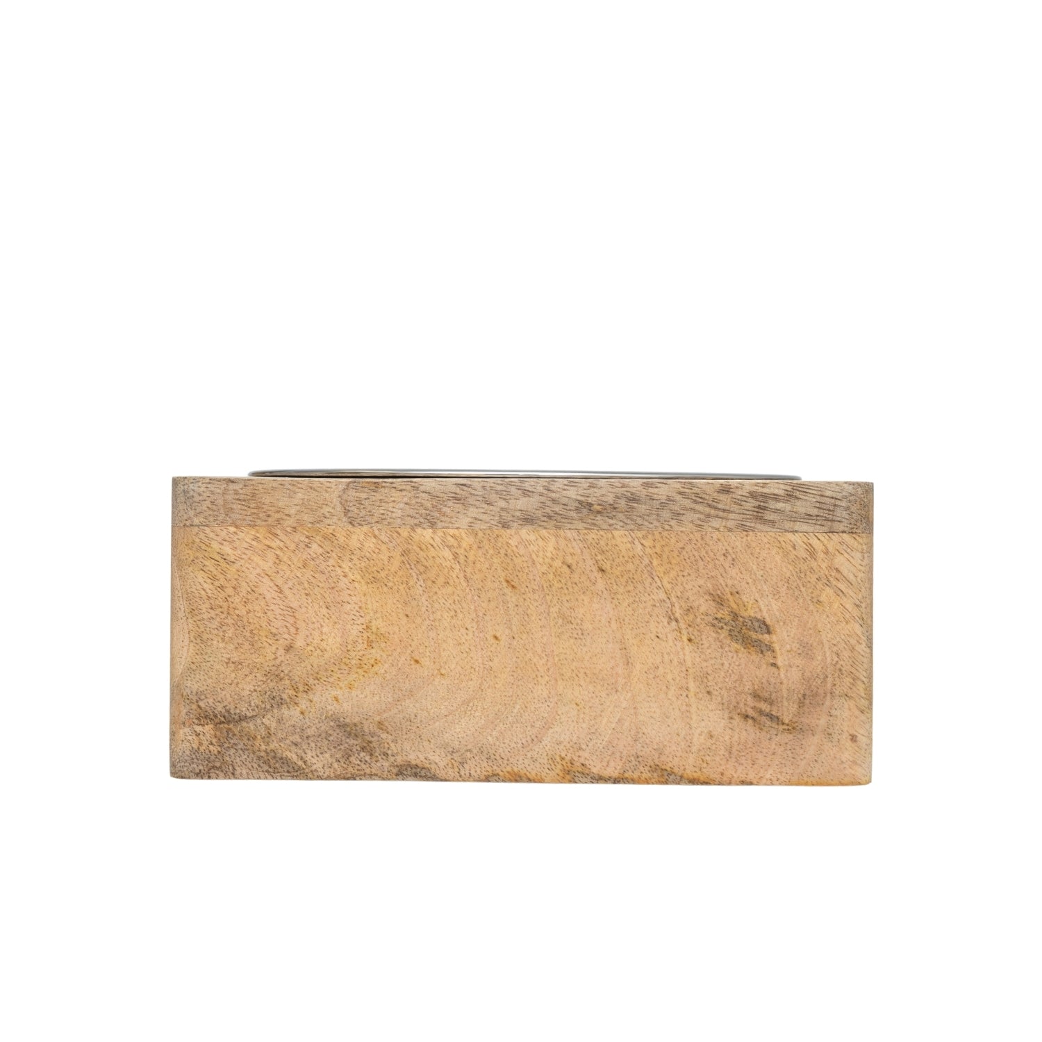 Country Living Elegant Stainless Steel Dog Bowl with Square Mango Wood Holder – 1 Quart