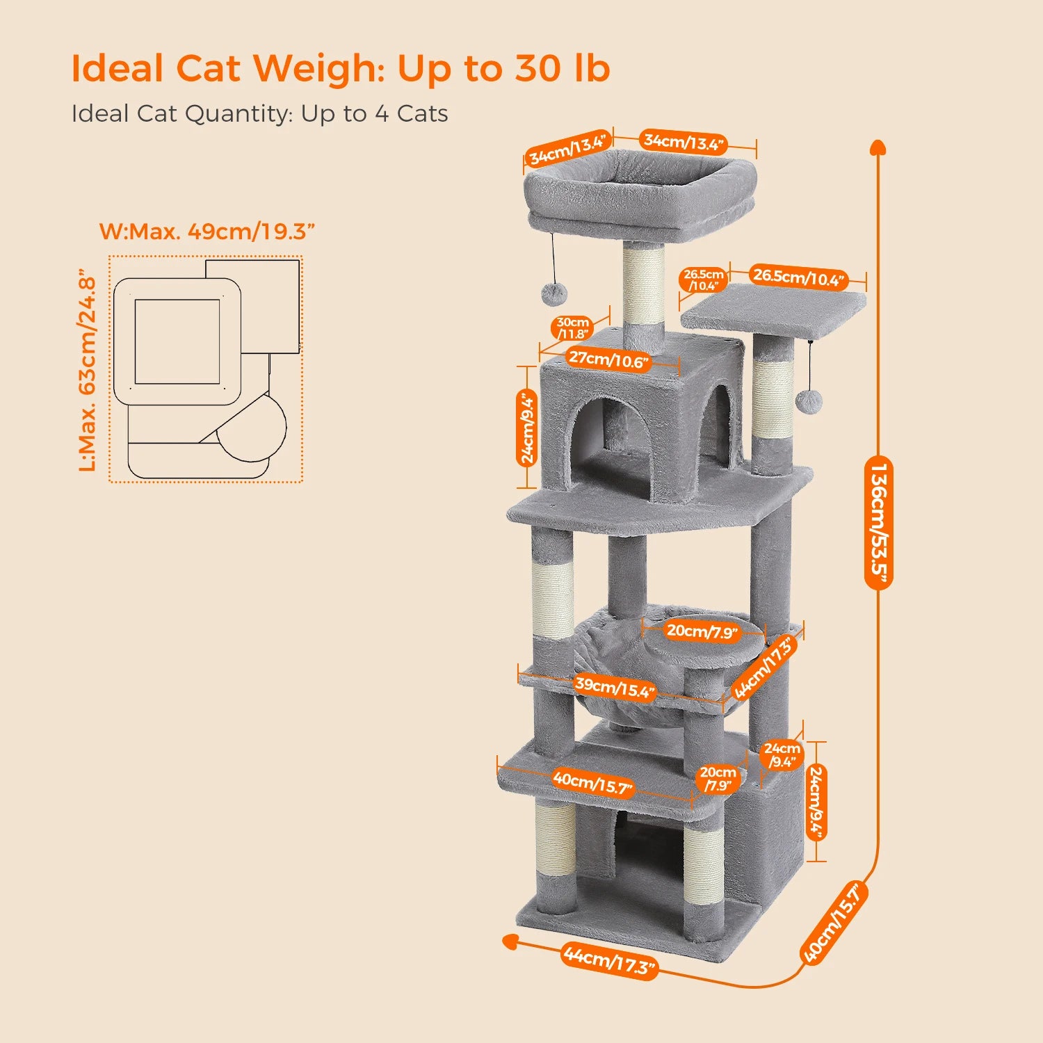 #1 Multi-Level Cat Tree Cat Tower with Scratching Post
