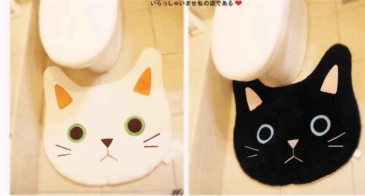 Bath Mat U Shaped White or Black Cat