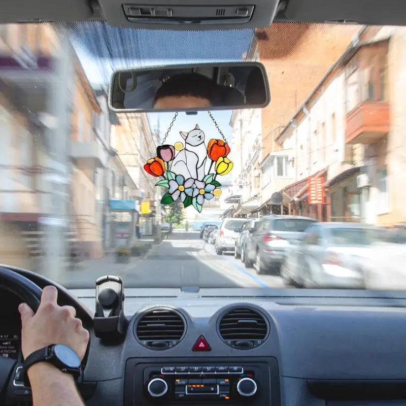 Hanging Cat On Flowers For Patio Decor