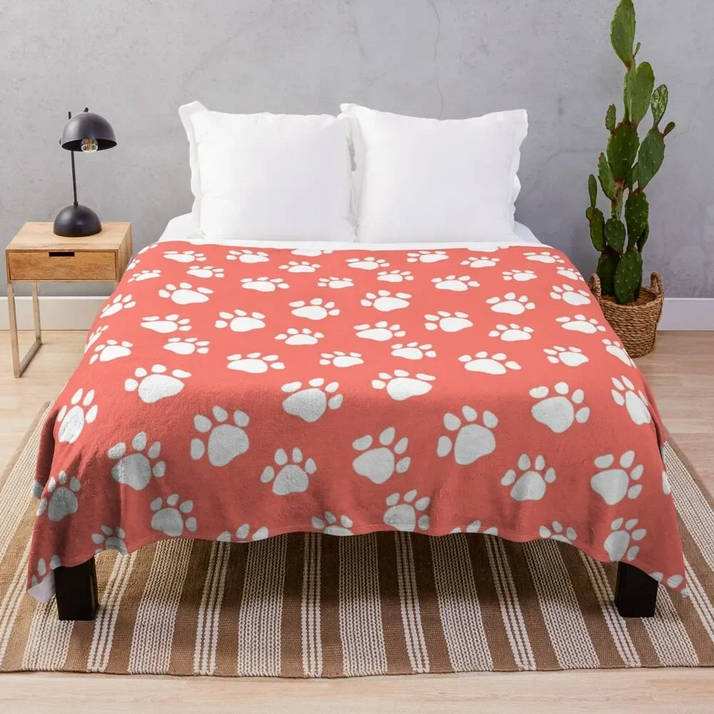Pawprint Flannel Throw Blankets