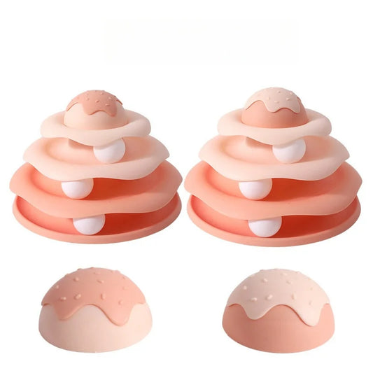 Cat Toy Tower Turntable Roller Balls 4 Levels