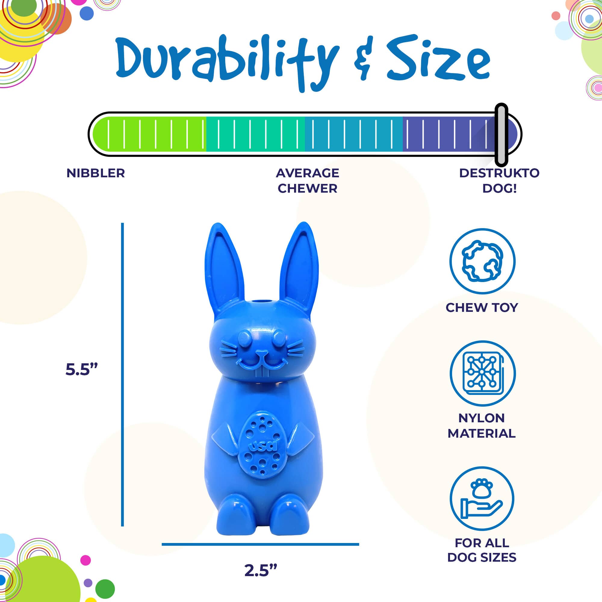 Bunny Nylon Chew Toy for Aggressive Chewers | Durable & USA Made
