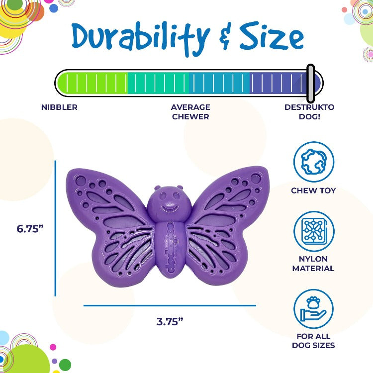 Butterfly Nylon Chew & Enrichment Toy | 2-in-1 for Aggressive Chewers | SodaPup