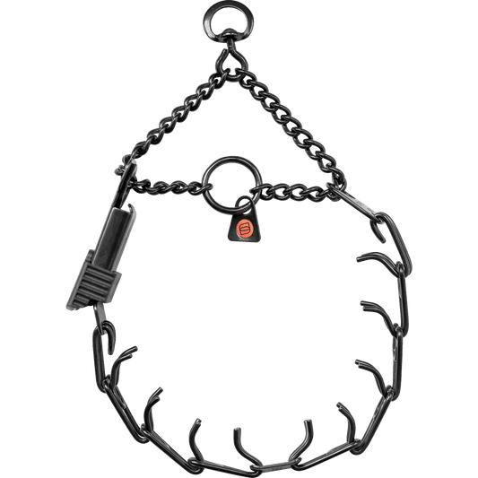 Herm Sprenger - ULTRA-PLUS Training Collar with Center-Plate, Assembly Chain, and ClicLock - Black Stainless Steel