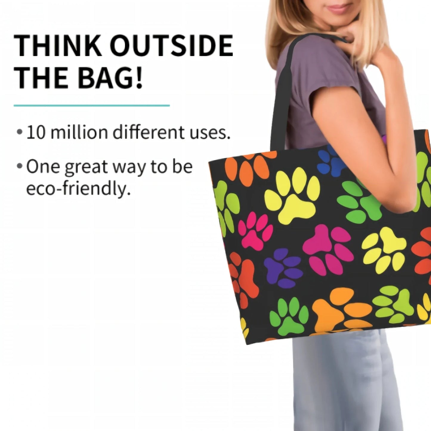 Dog Paw Print Canvas Tote Bag