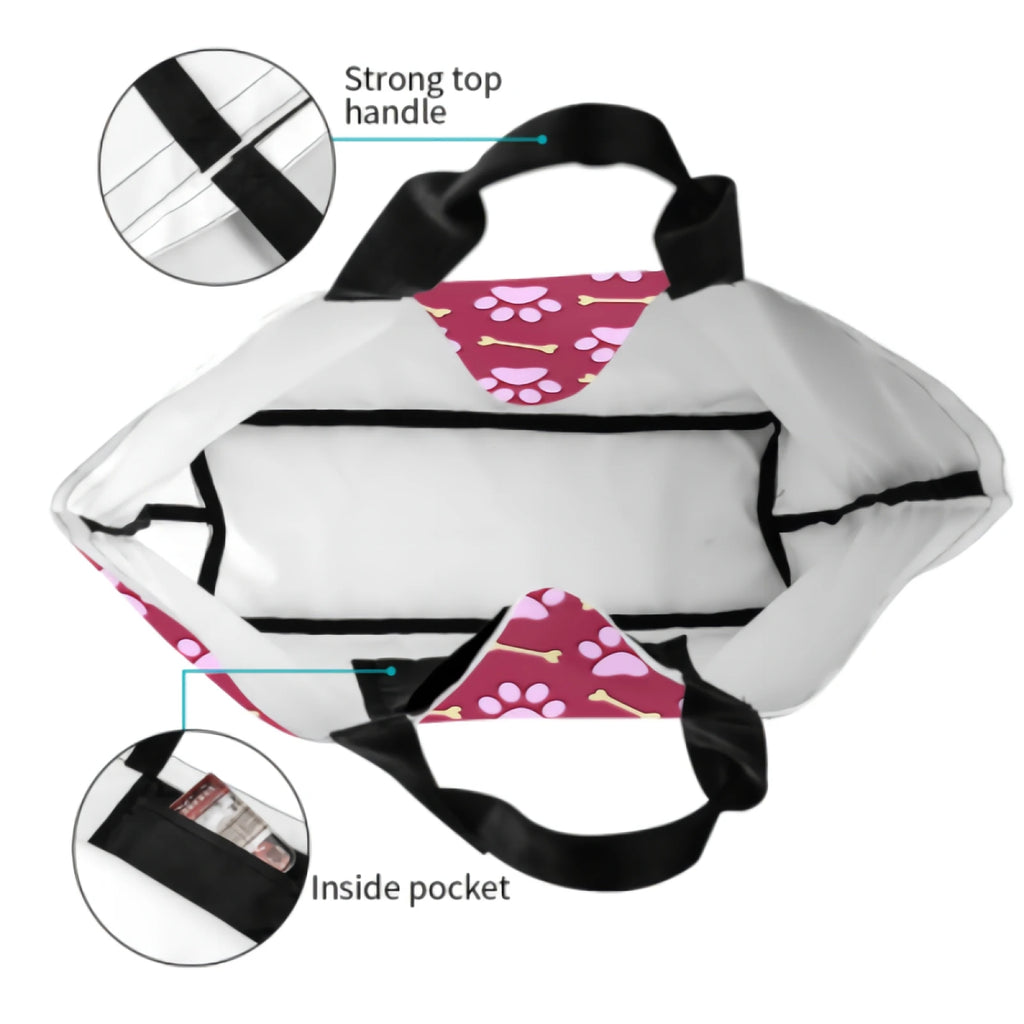 Pink Paw Print Dog Canvas Tote Bag