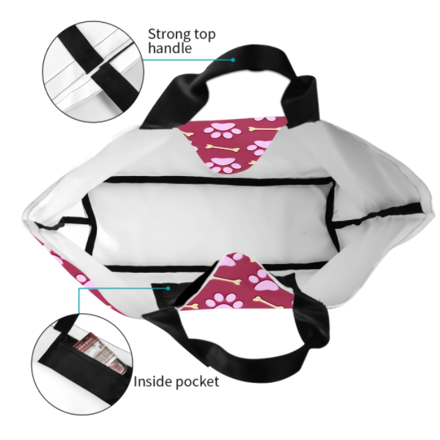 Pink Paw Print Dog Canvas Tote Bag