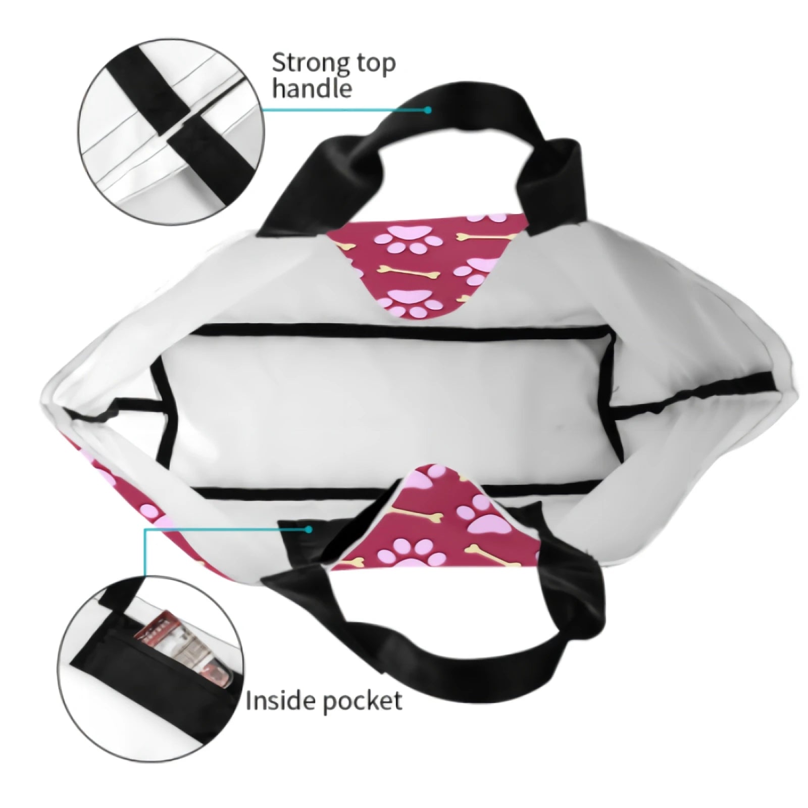 Pink Paw Print Dog Canvas Tote Bag