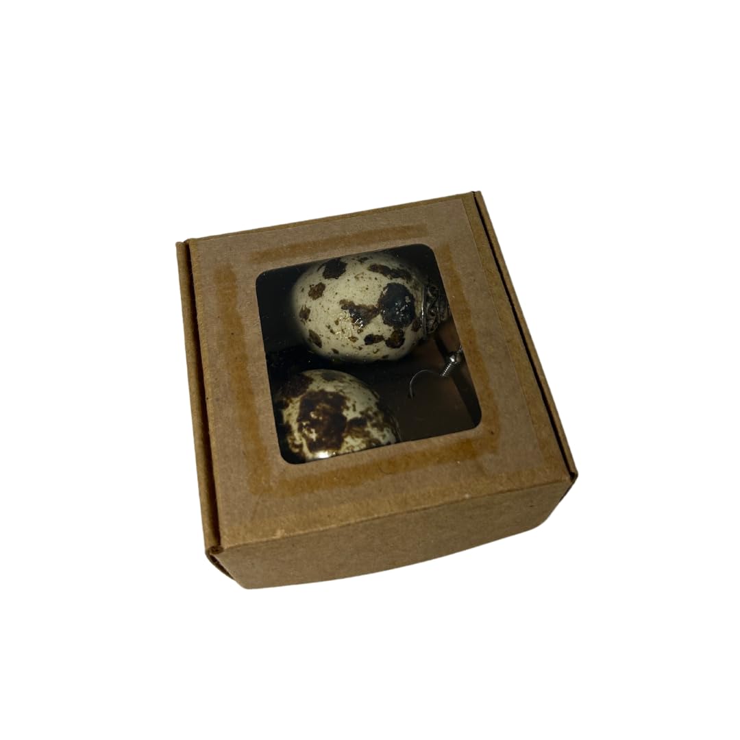 Quail Egg Earrings, Brown