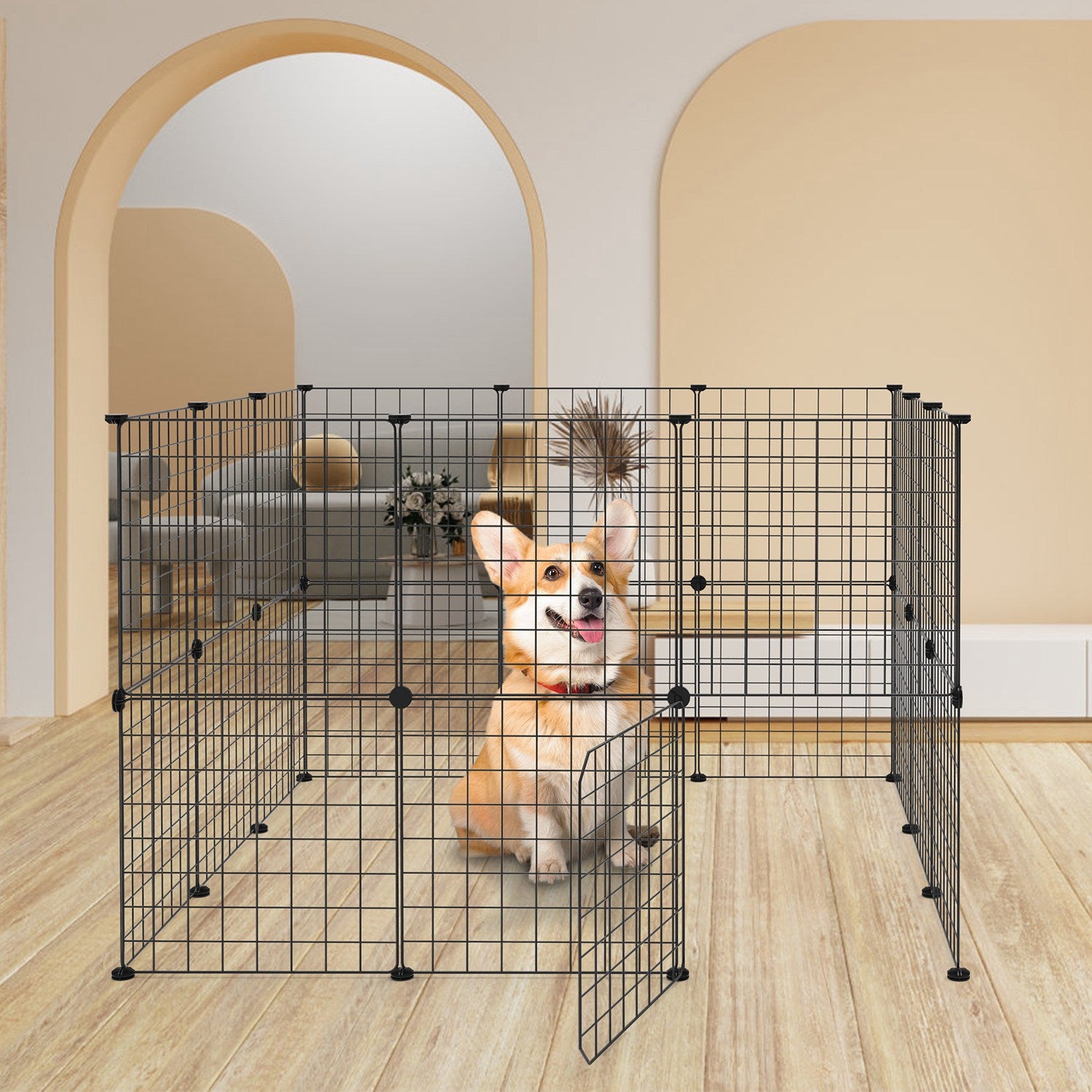 Small Animal Playpen with Door Dog Metal Playpen