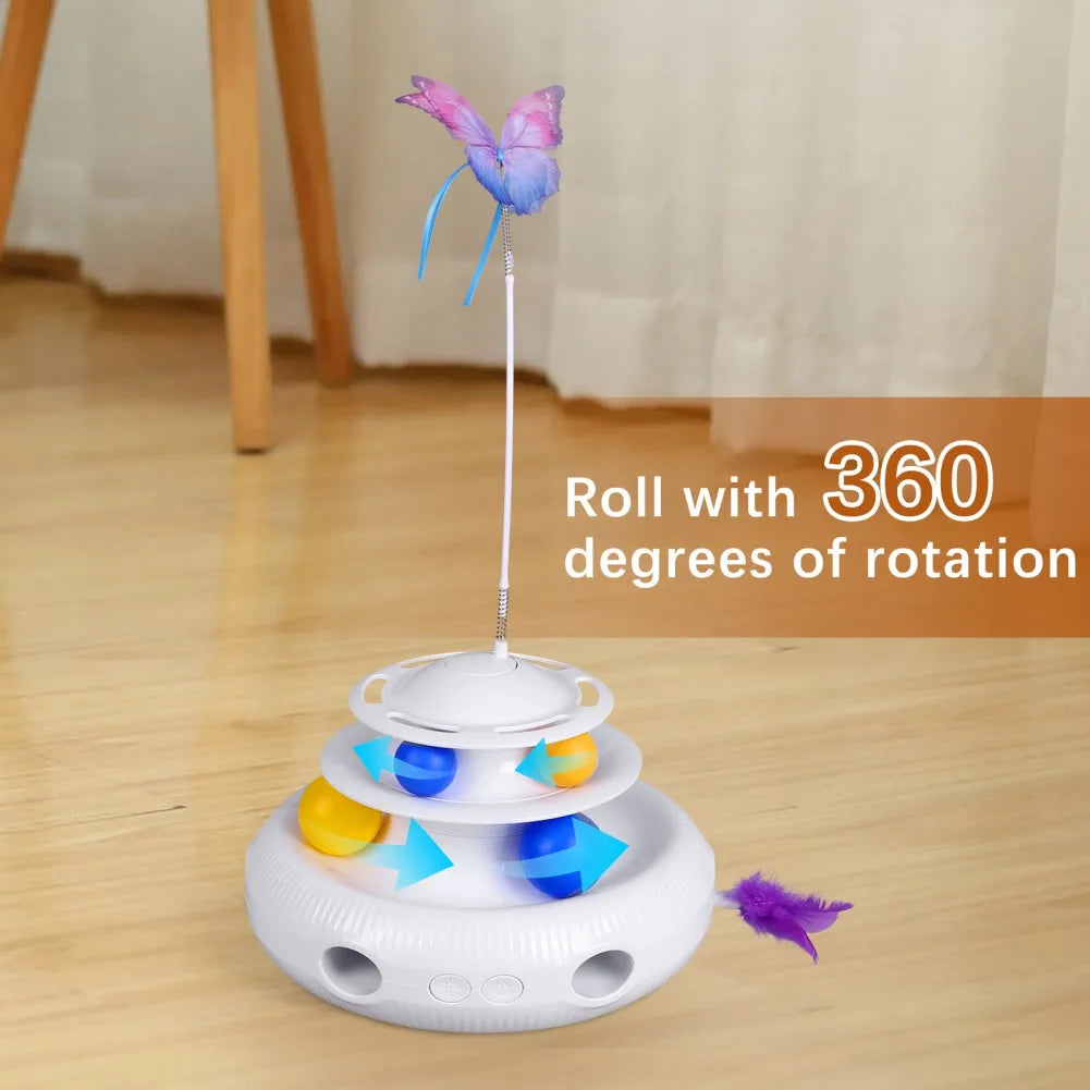 Interactive Cat Toys Automatic Butterfly Rotating Teaser