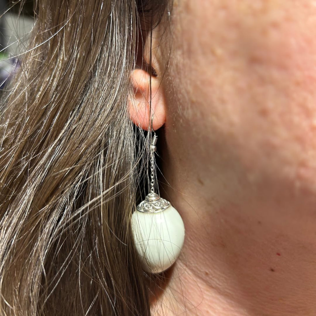 Quail Egg Earrings, Celadon
