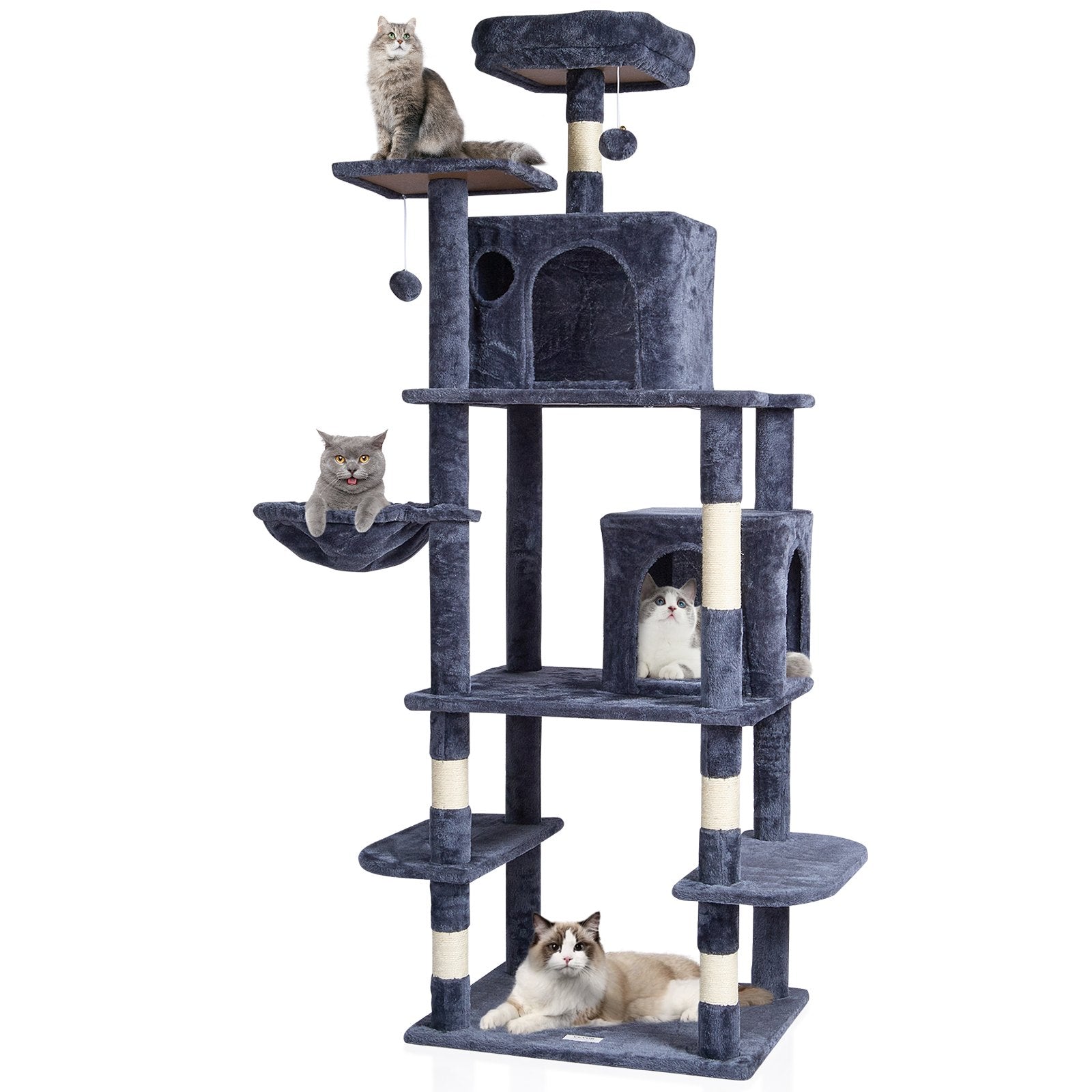 Cat Tree Cat Tower with Cat Condos Sisal Scratching Post Dark Grey