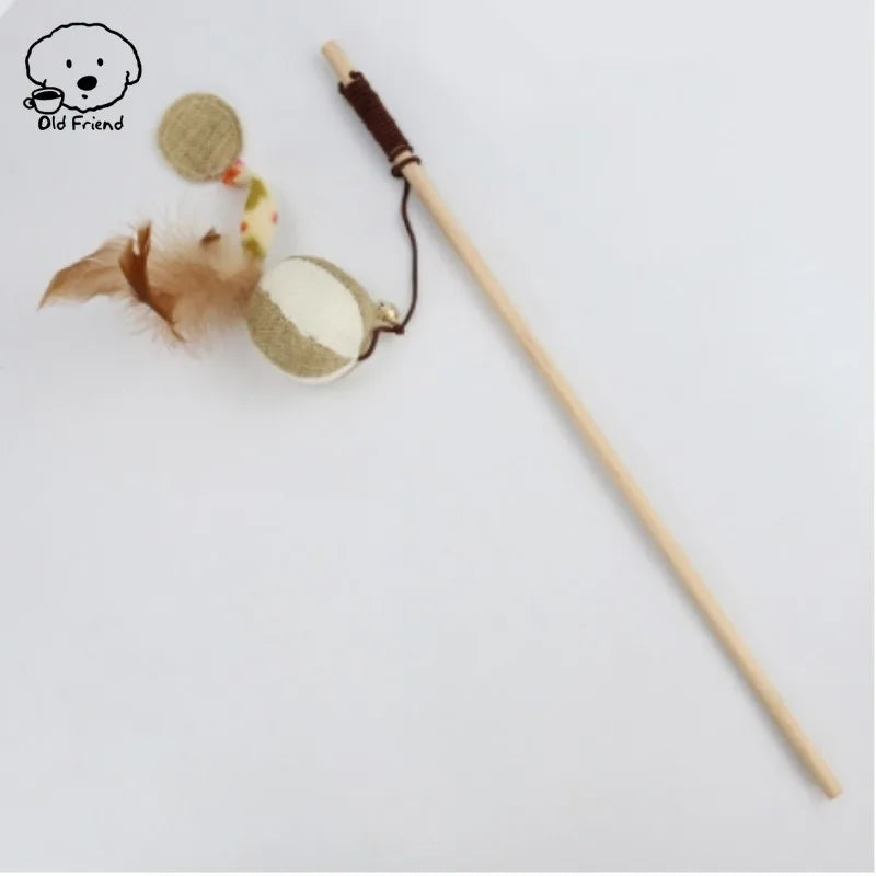 Wooden Handmade Cat Feather Toy