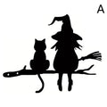 Iron Silhouette Cute Witch And Cat Yard Art Decor