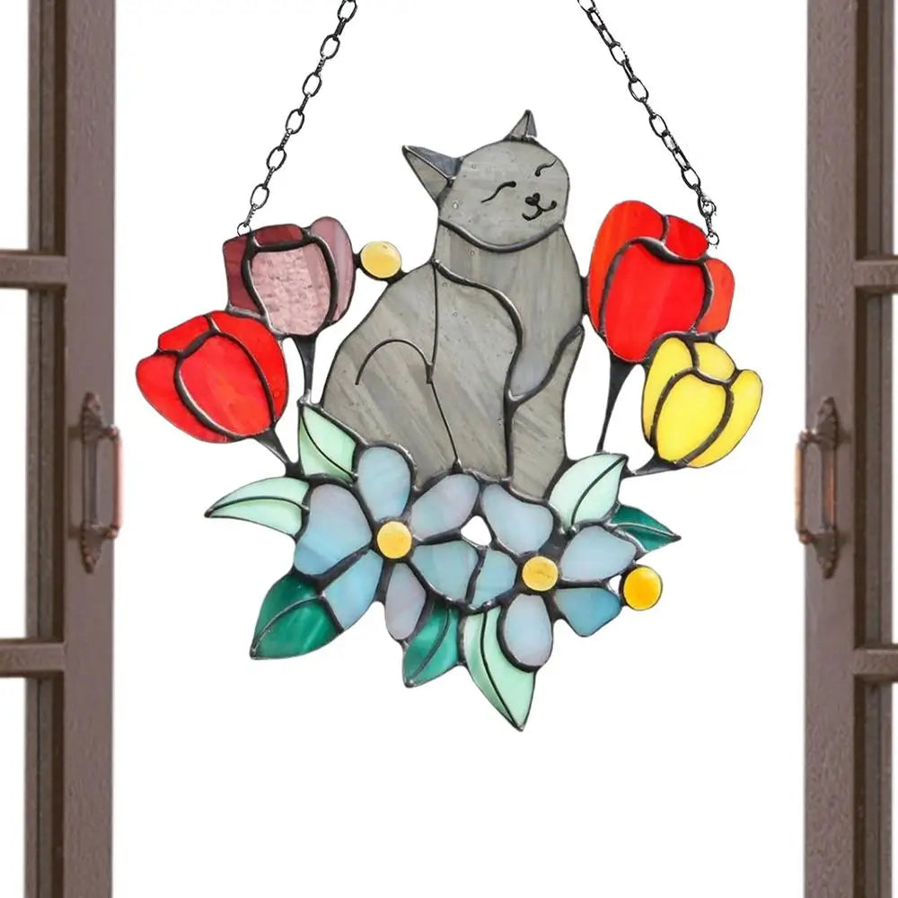 Hanging Cat On Flowers For Patio Decor