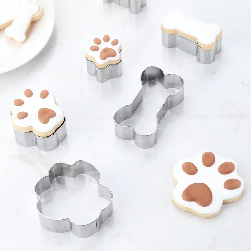 Cookie Cutter Mold Stainless Steel Pet Dog Bone And Paw Shaped