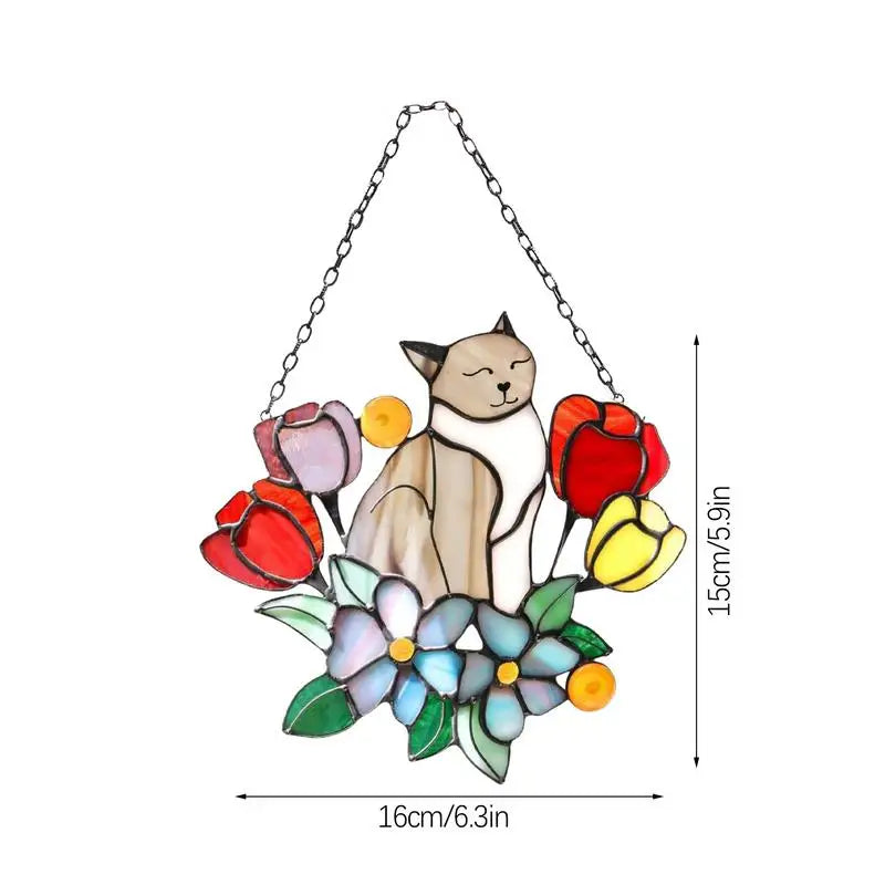 Hanging Cat On Flowers For Patio Decor