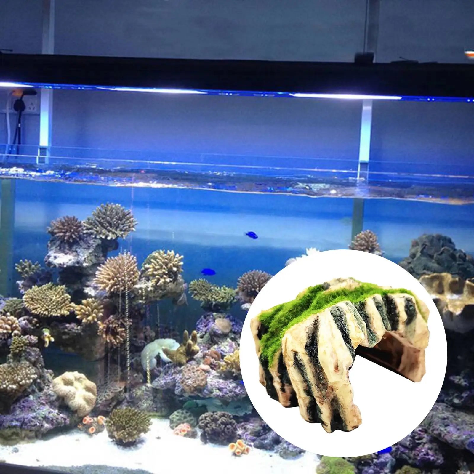 Simulate Moss Rock Stone For Aquariums and Reptile Hiding Spot