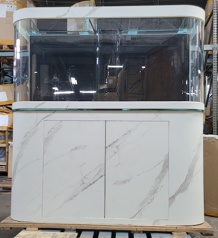 220 Gallon Panoramic Reef-Ready Curved Glass Aquarium With Marble Finish Stand
