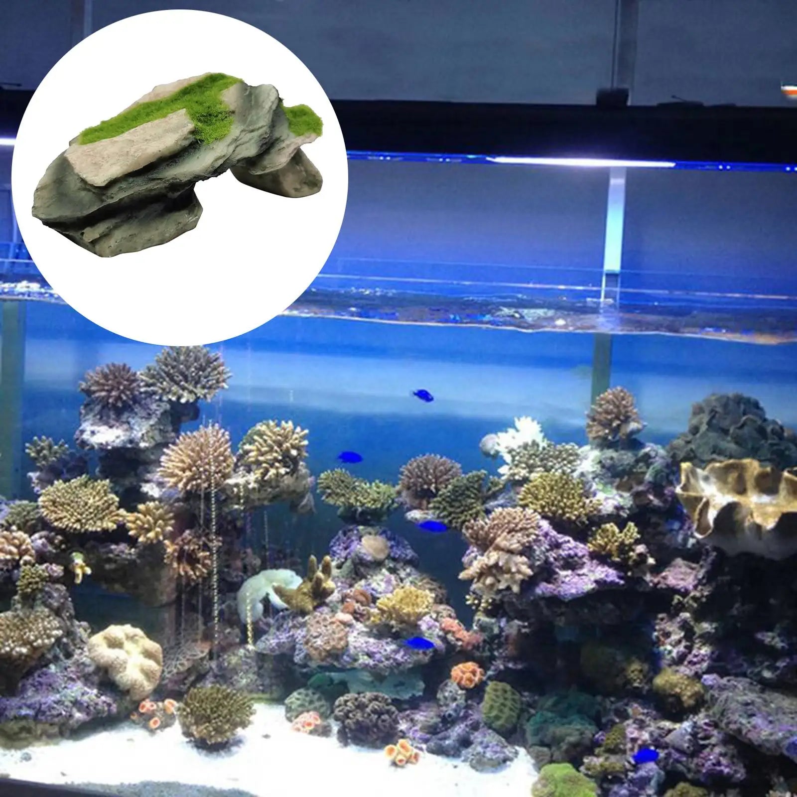 Simulate Moss Rock Stone For Aquariums and Reptile Hiding Spot
