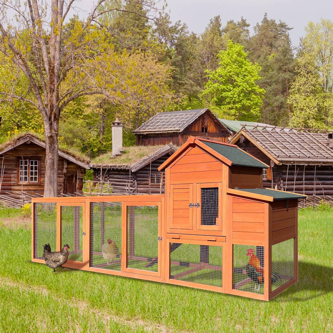 Wooden Chicken Coop Outdoor Hen House With Nest Box