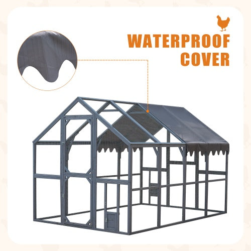 Outdoor Chicken Enclosure Upgraded Waterproof Cover - Grey