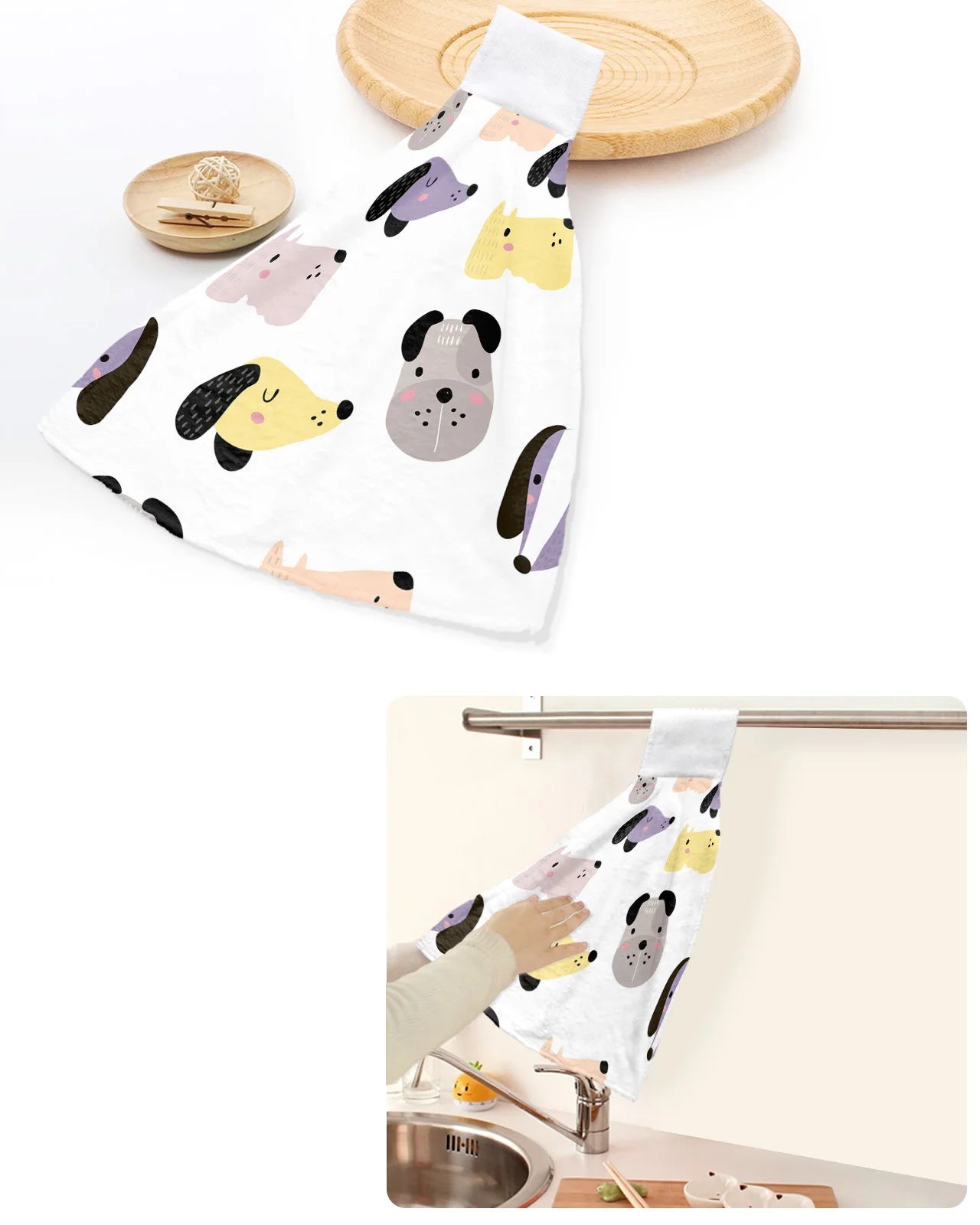 Cartoon Dog Hand Drawn Hand Towel Microfiber Fabric