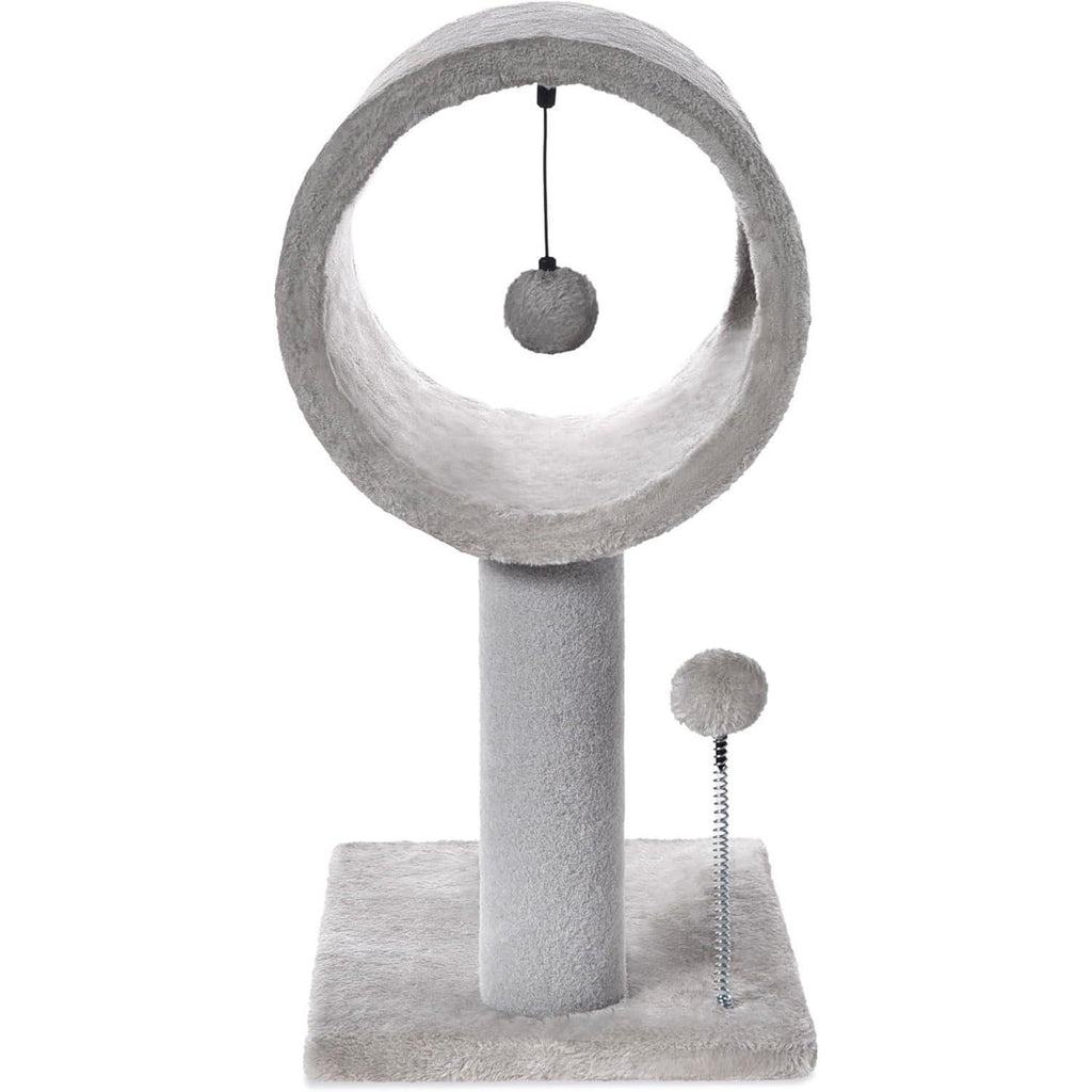 Gray Indoor Cat Tree with Hanging Ball
