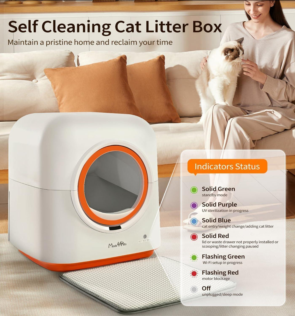 60L Automatic Cat Litter Box, Deodorizing, Infrared Sensor, Suitable For Multiple Cats