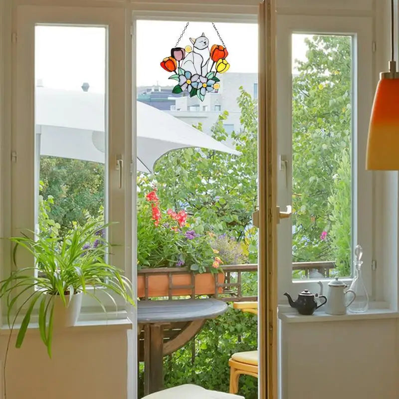 Hanging Cat On Flowers For Patio Decor