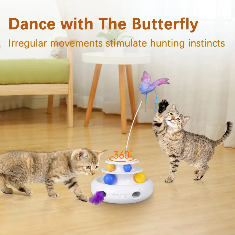 Interactive Cat Toys Automatic Butterfly Rotating Teaser